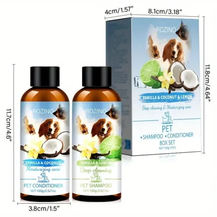 ROZINO Vanilla, Coconut & Lemon Pet Shampoo + Conditioner Box Set